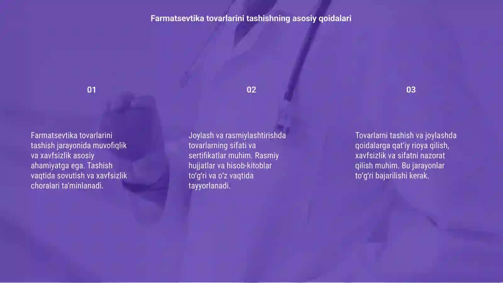 Farmatsevtika tovarlarini tashish, joylash va rasmiylashtirish tartiblari 3