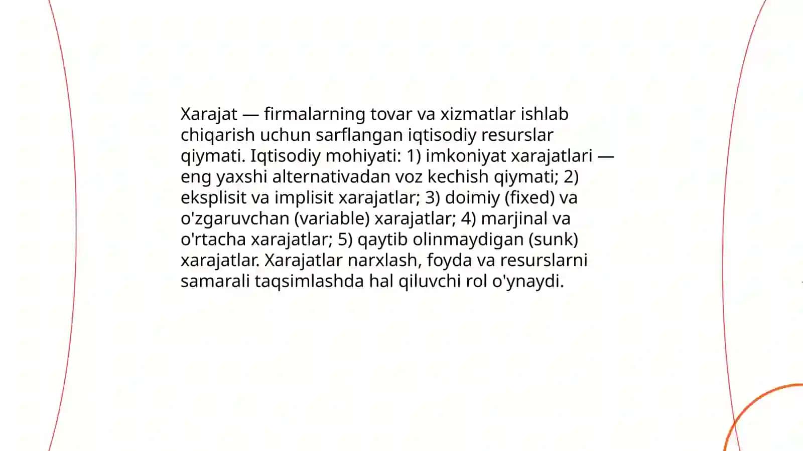 Firmalarda xarajatlar tushunchasi va ularning turkumlanishi 3