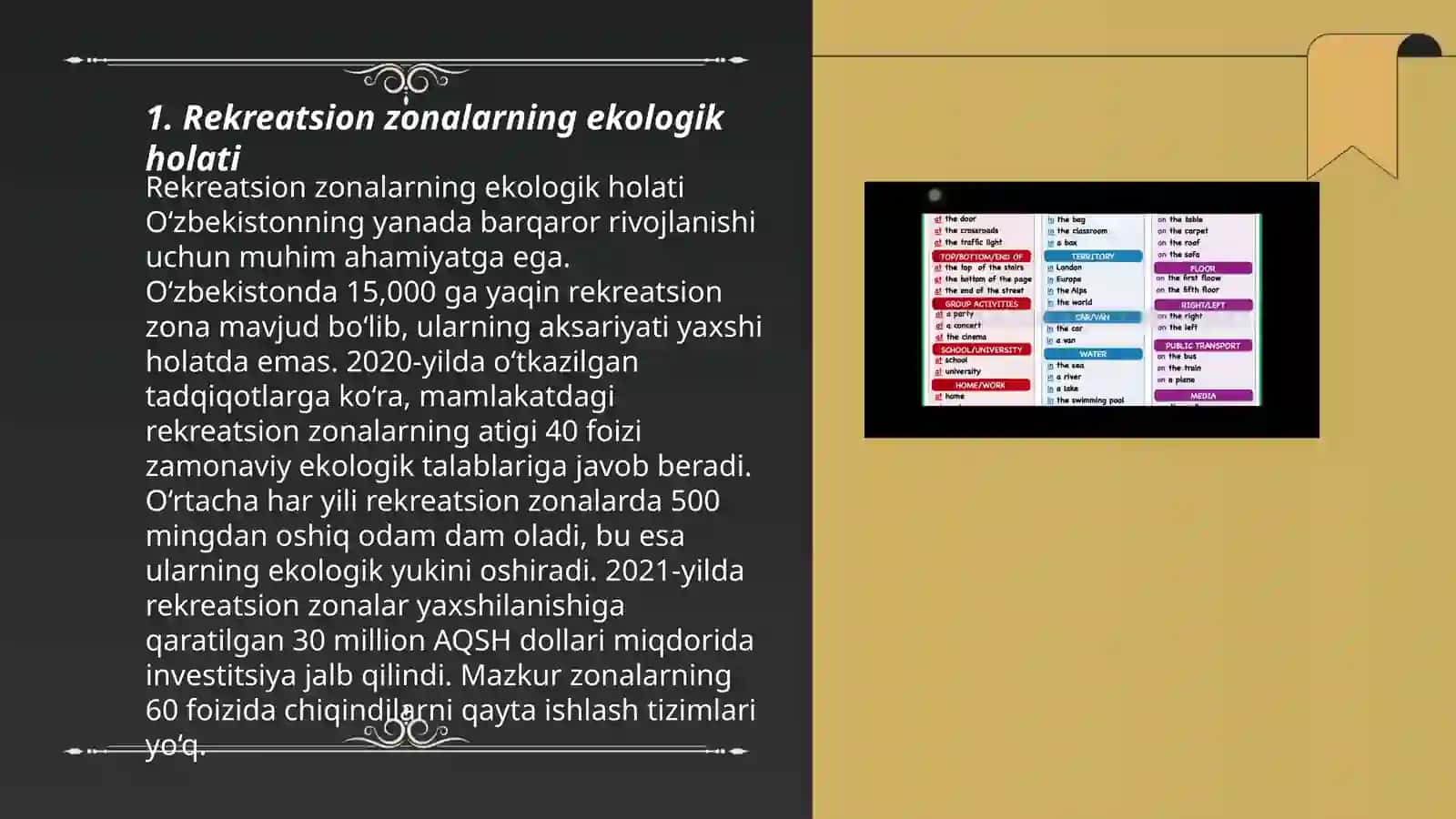 Rekreatsion manzillar va turizm zonalarini ifloslanish holatlarini o'rganish 3