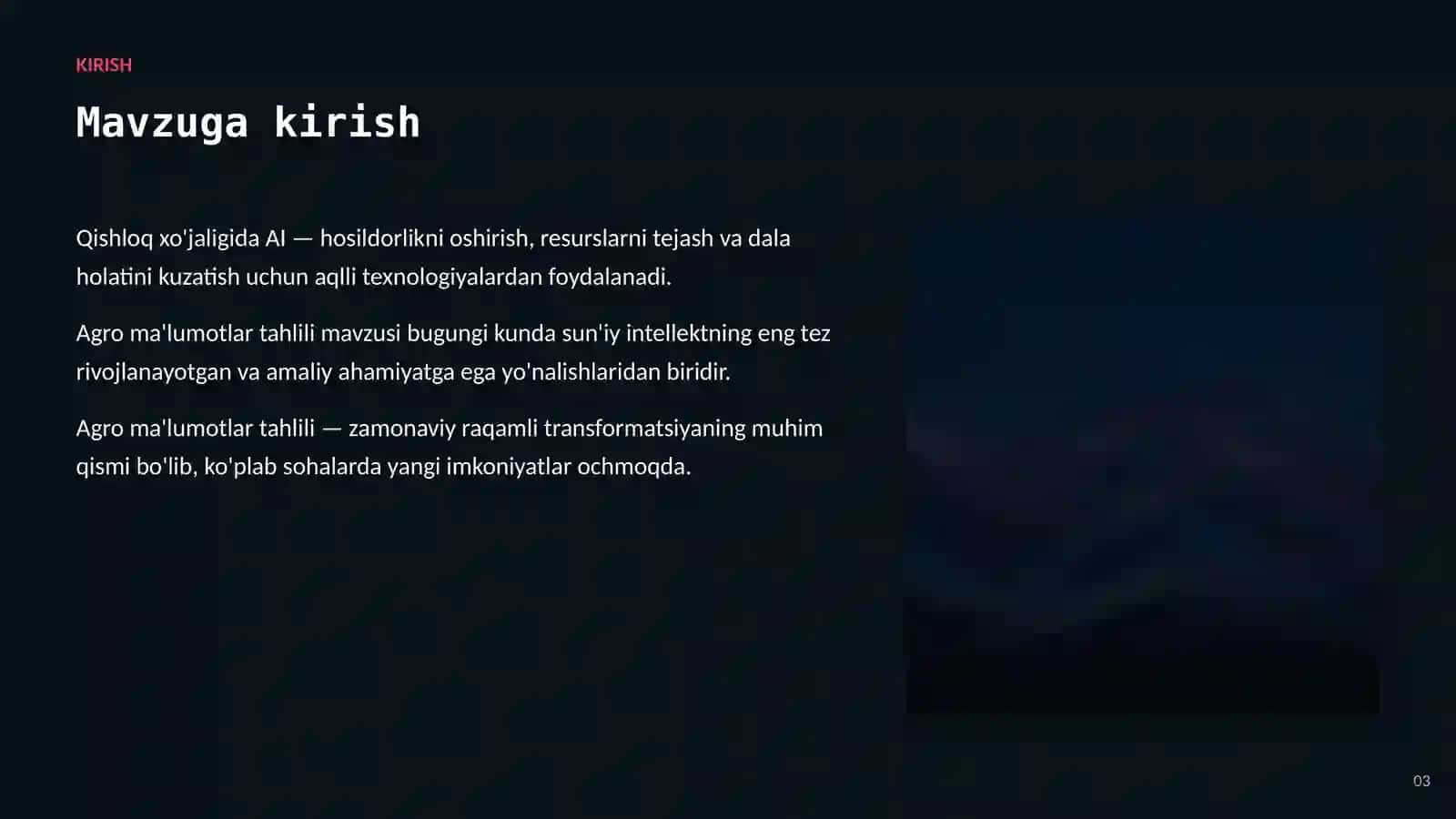SUN'IY INTELLEKT • AI QISHLOQ XO'JALIGIDA 3