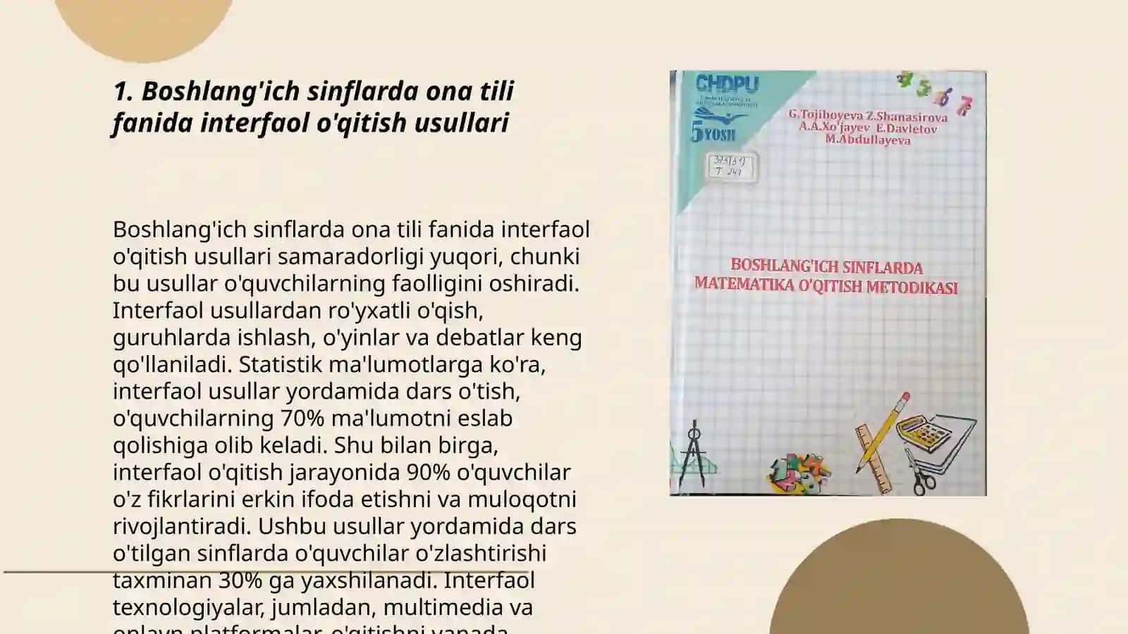 Boshlang'ich sinflarda ona tili fanida interfaol o'qitish usullari 3