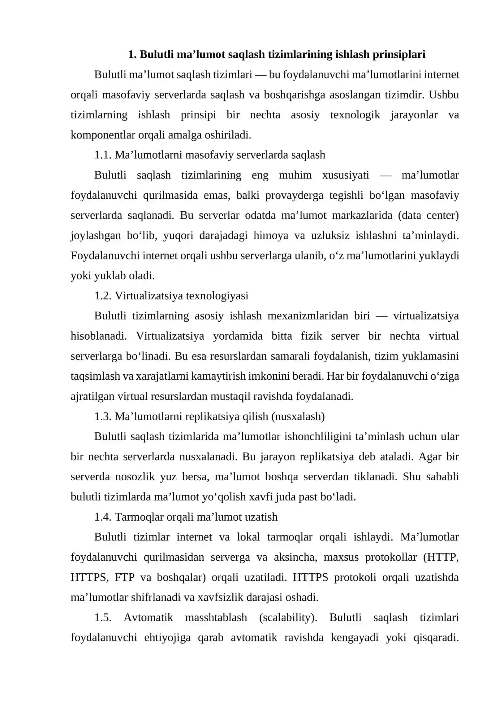 Bulutli ma'lumot saqlash tizimlari ishlash prinsiplari va amalga oshirish misollari 3