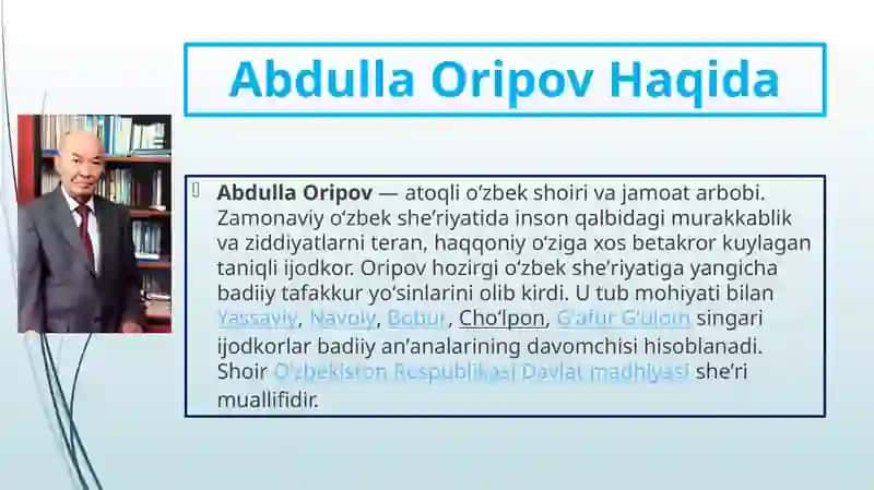 Abdulla Oripov hayoti va ijodi 3