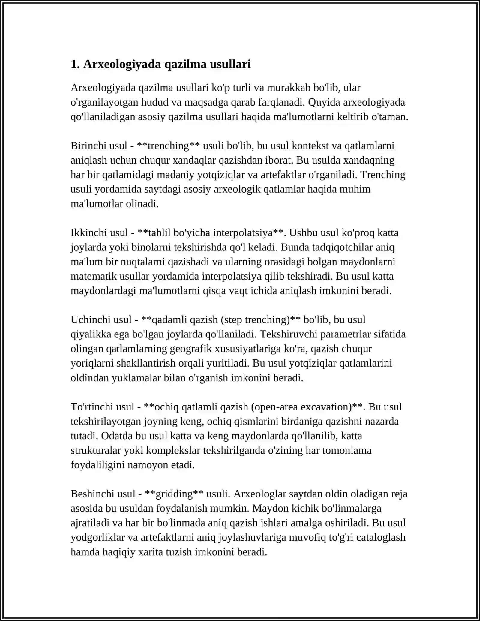 ARXEOLOGIYA QIDIRUV ISHLARI (MAVZUSIDA MAQOLA TAYYORLASH) 3