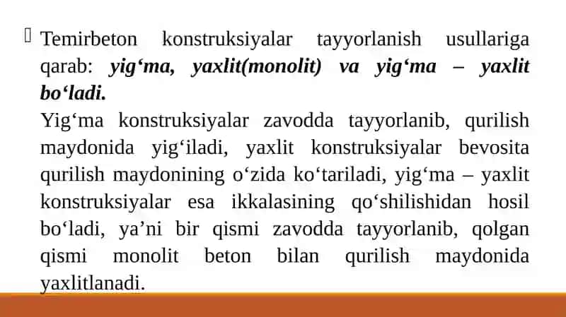 KIRISH. QURILISH KONSTRUKSIYALARIGA TA’SIR QILUVCHI YUKLAR. VERTIKAL VA GORIZONTAL YUKLAR. NORMATIV VA HISOBIY YUKLAR. YUKLAR JAMLAMASI 3