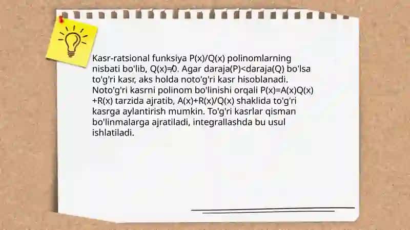 Kasr-ratsional funksiyalarni integrallash 3
