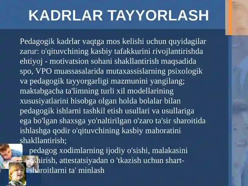 Maktabgacha ta’lim tashkiloti tarbiyachisi shaxsiga qo’yiladigan asosiy talablar 3