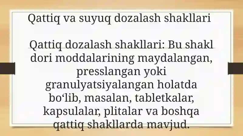 Qattiq va suyuq dozalash shakllari 3