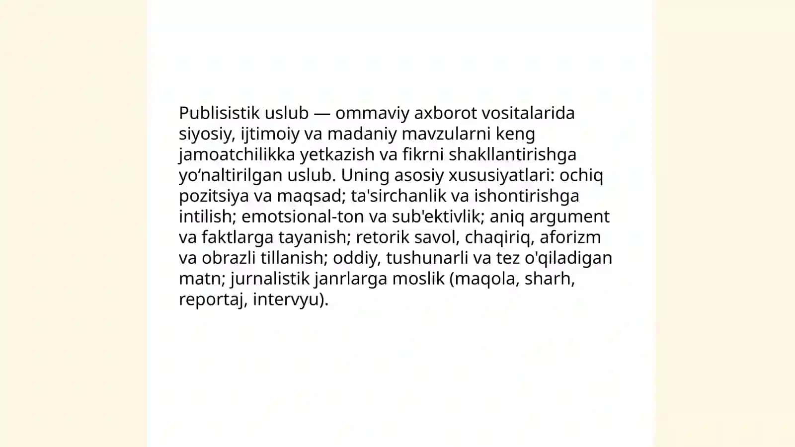 Publisistik uslubga xos matn yozish 3