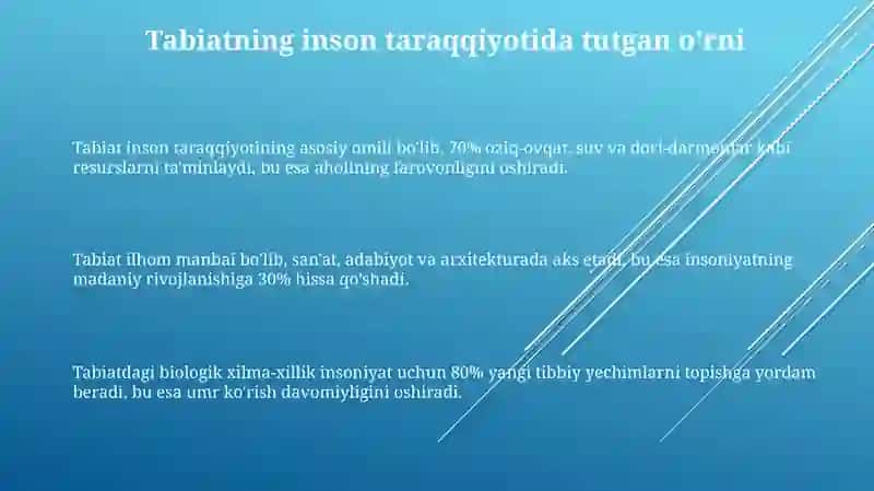 Tabiat va Inson Taraqqiyoti: Asosiy Masalalar 3