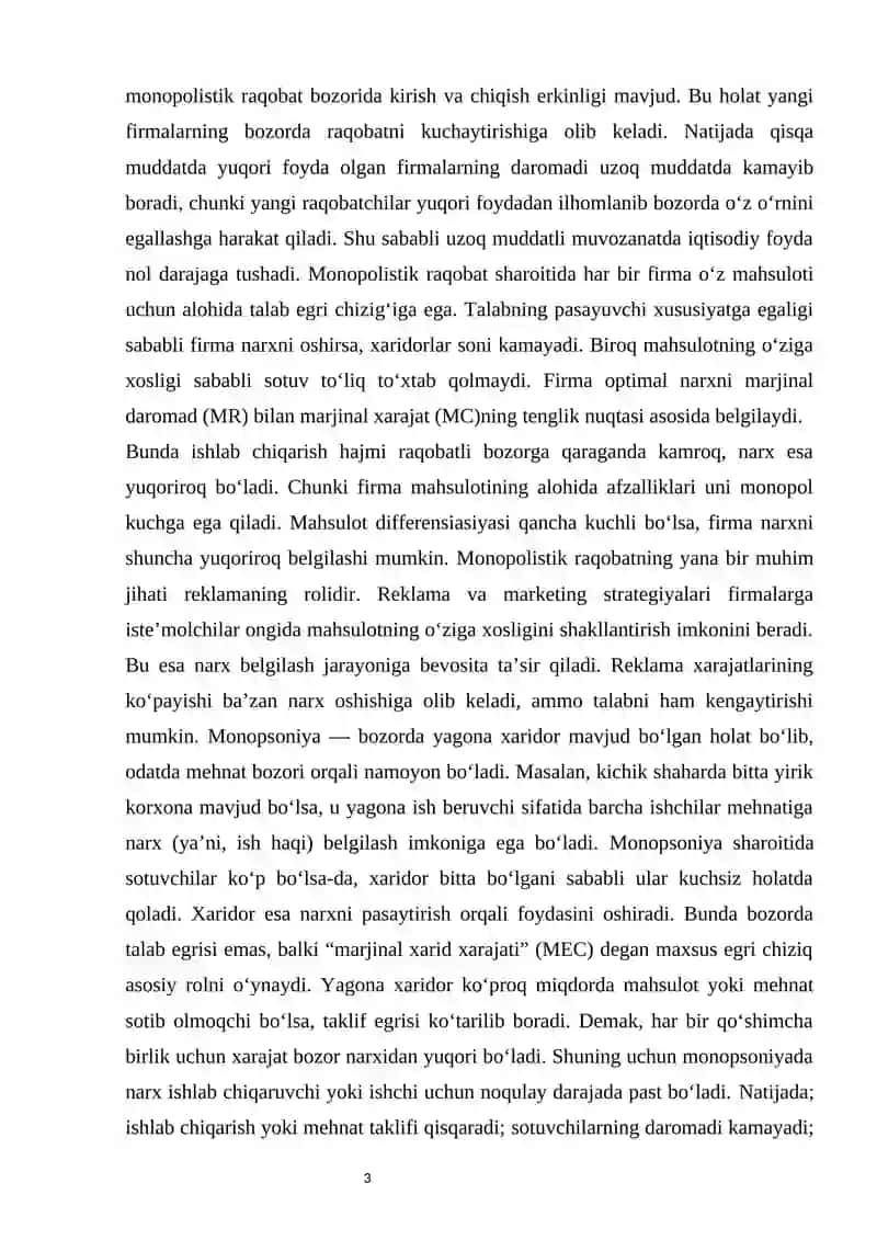 monopolistik va monopsonik raqobat 3