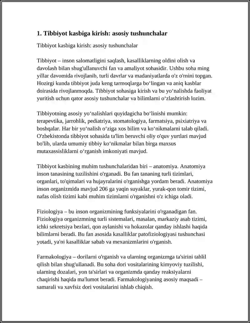 Tibbiyot kasbiga kirish: asosiy tushunchalar 3