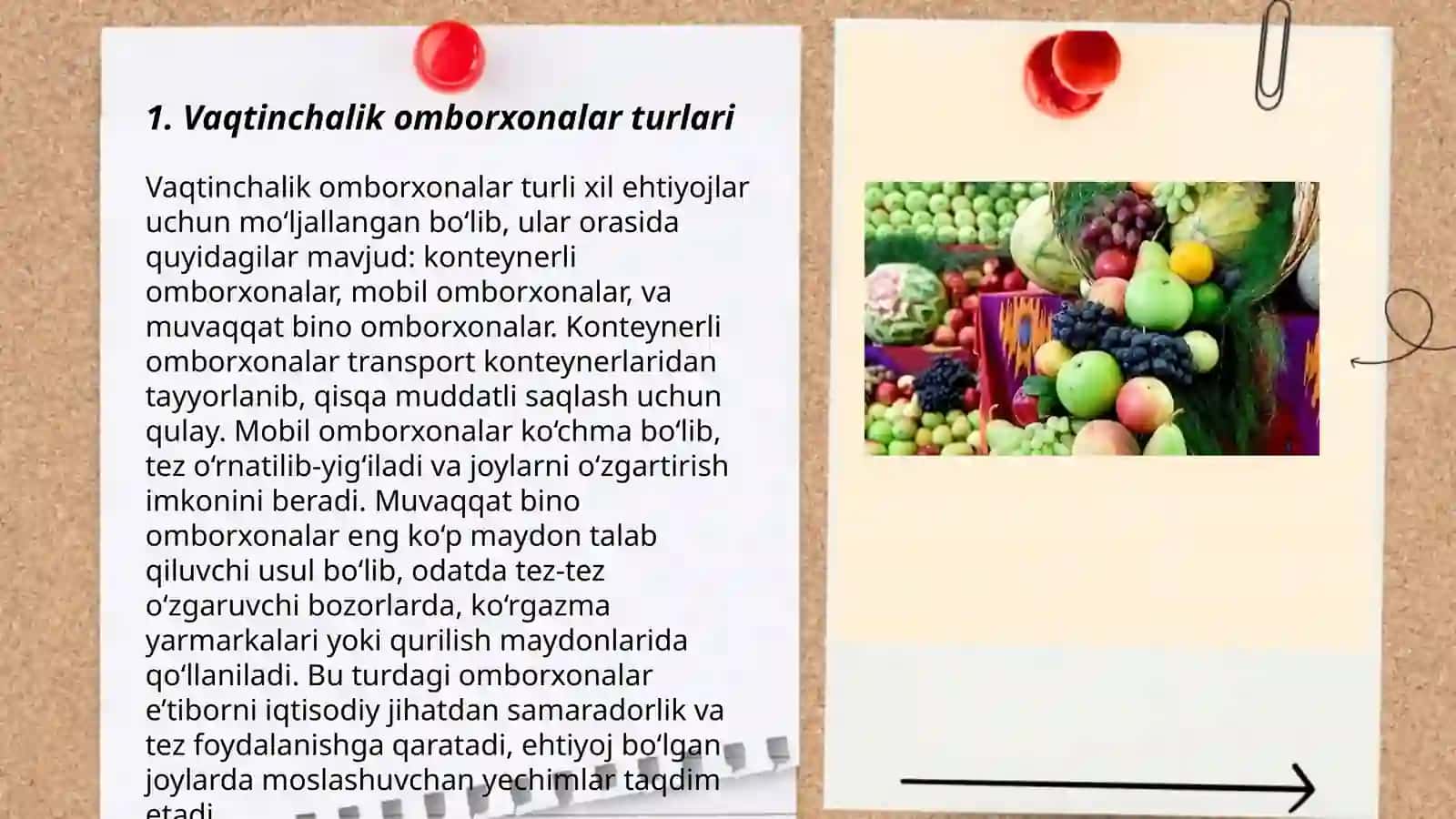 Vaqtinchalik va doimiy omborxonalarni turlari, tuzilishi va o'lchamlari 3