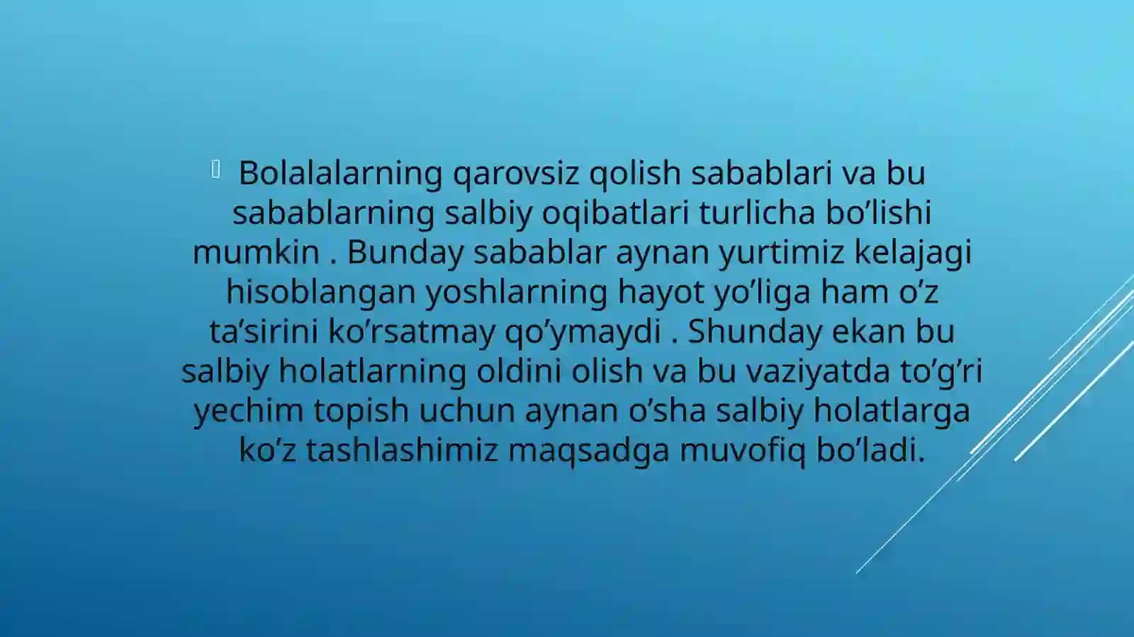 Bolalarning qarovsiz qolishi sabablari va ularga yordam berishda ijtimoiy ishchining roli 3