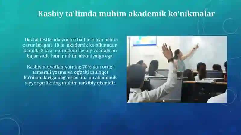 Kasbiy ta'limda akademik ko'nikmalarning o'rni 3