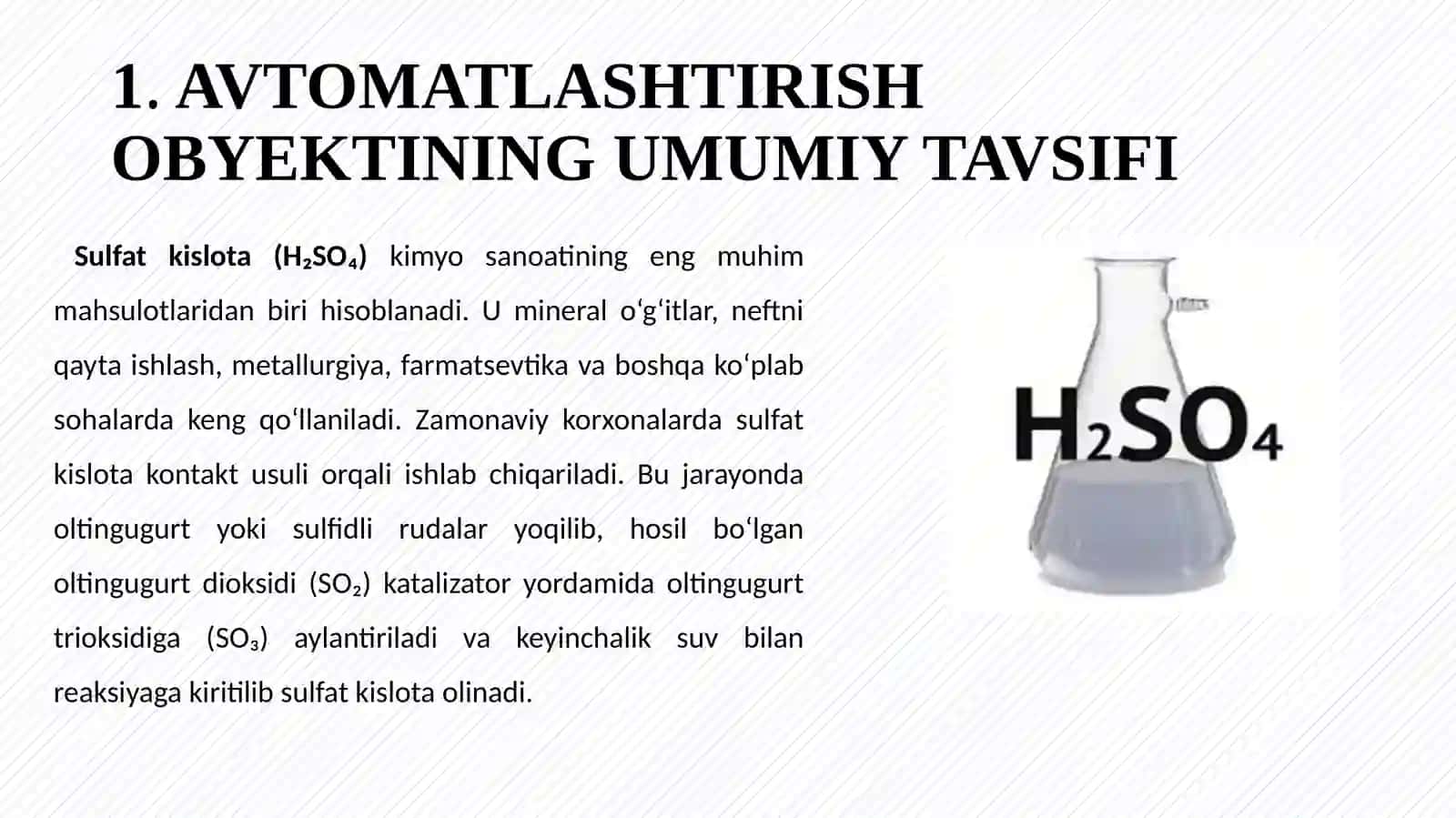 Vodorod sulfididan sulfat kislota olish jarayonini avtomatlashtirish 3
