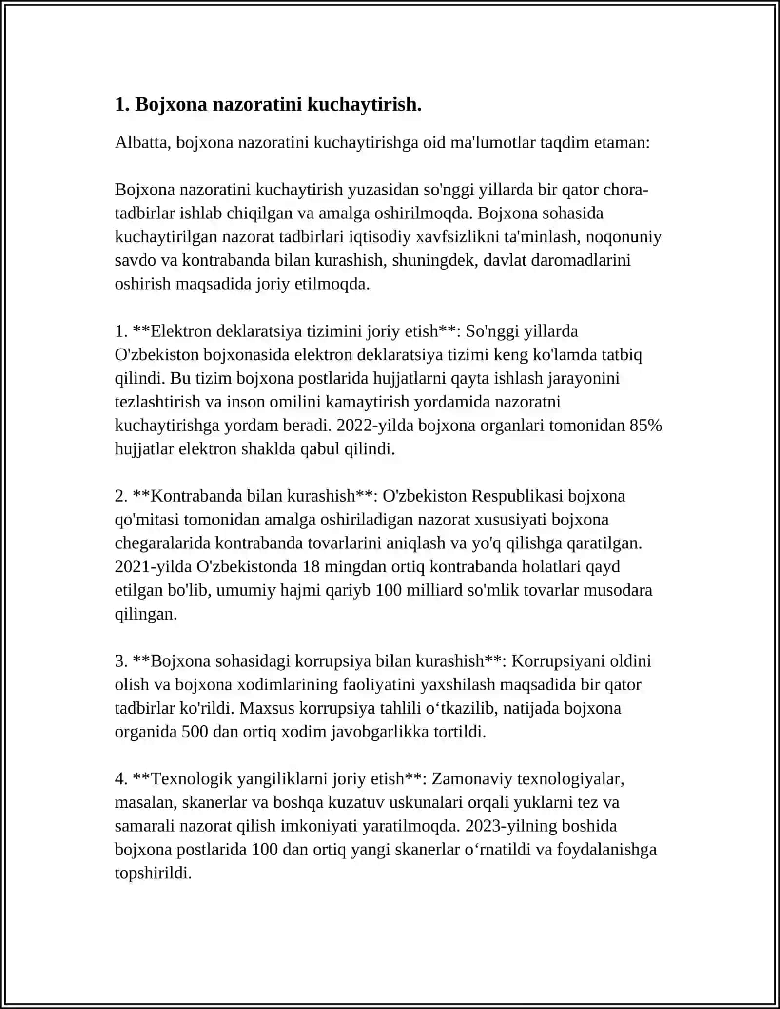 O'ZBEKISTONDA OLIB BORILAYOTGAN BOJXONA SIYOSATI 3