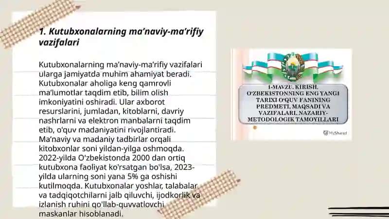 Yangi maʼnaviy makonda kutubxonalarning ijtimoiy vazifalari 3