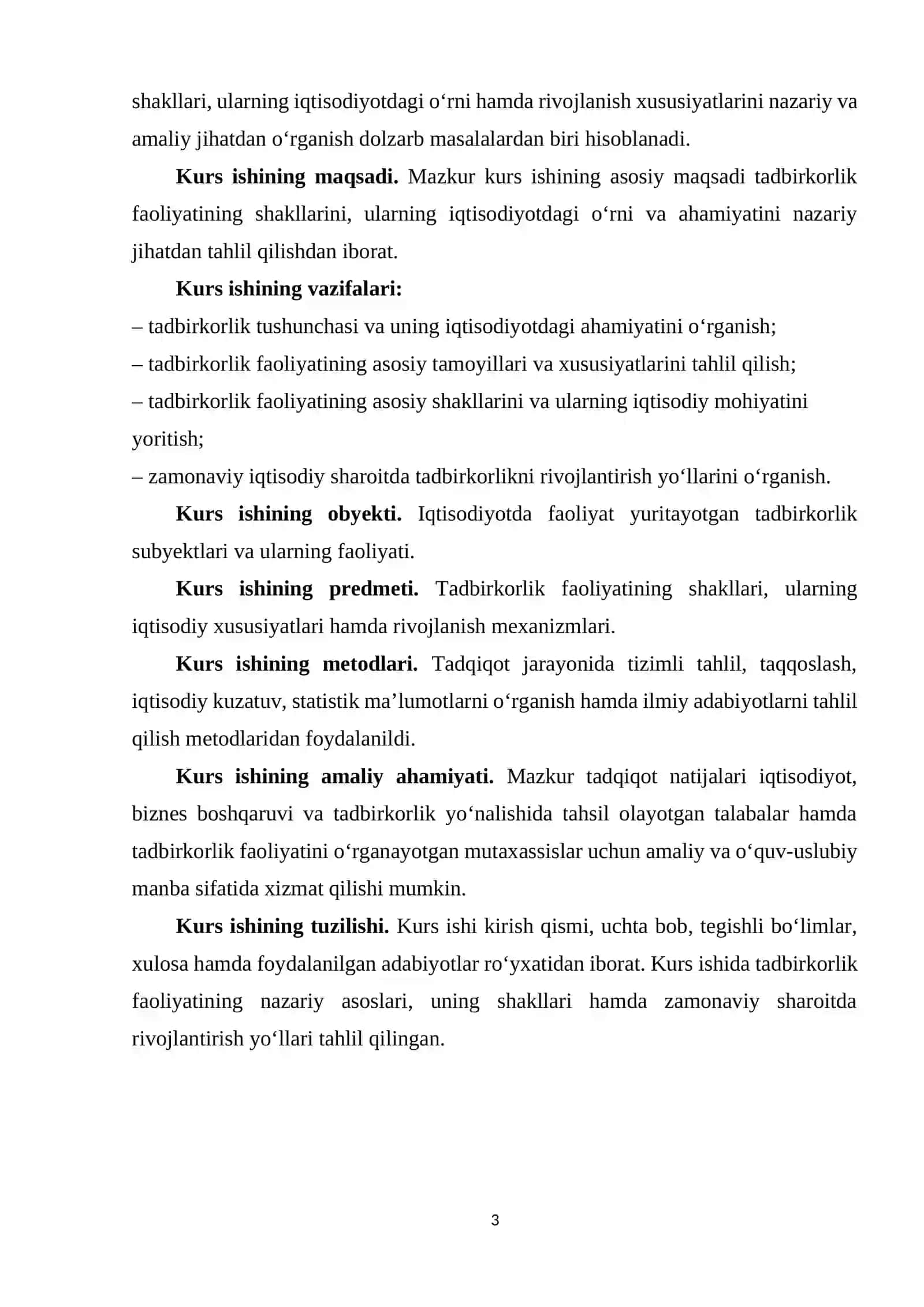 TADBIRKORLIK FAOLIYATINING SHAKLLARI kurs ishi 3