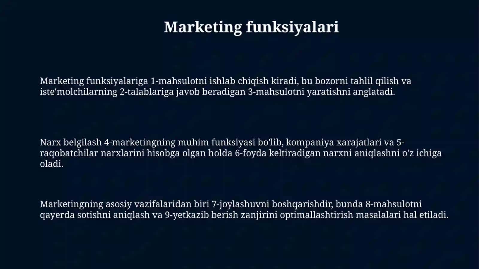 Marketing funktsiyalari va asosiy prinsiplari 3