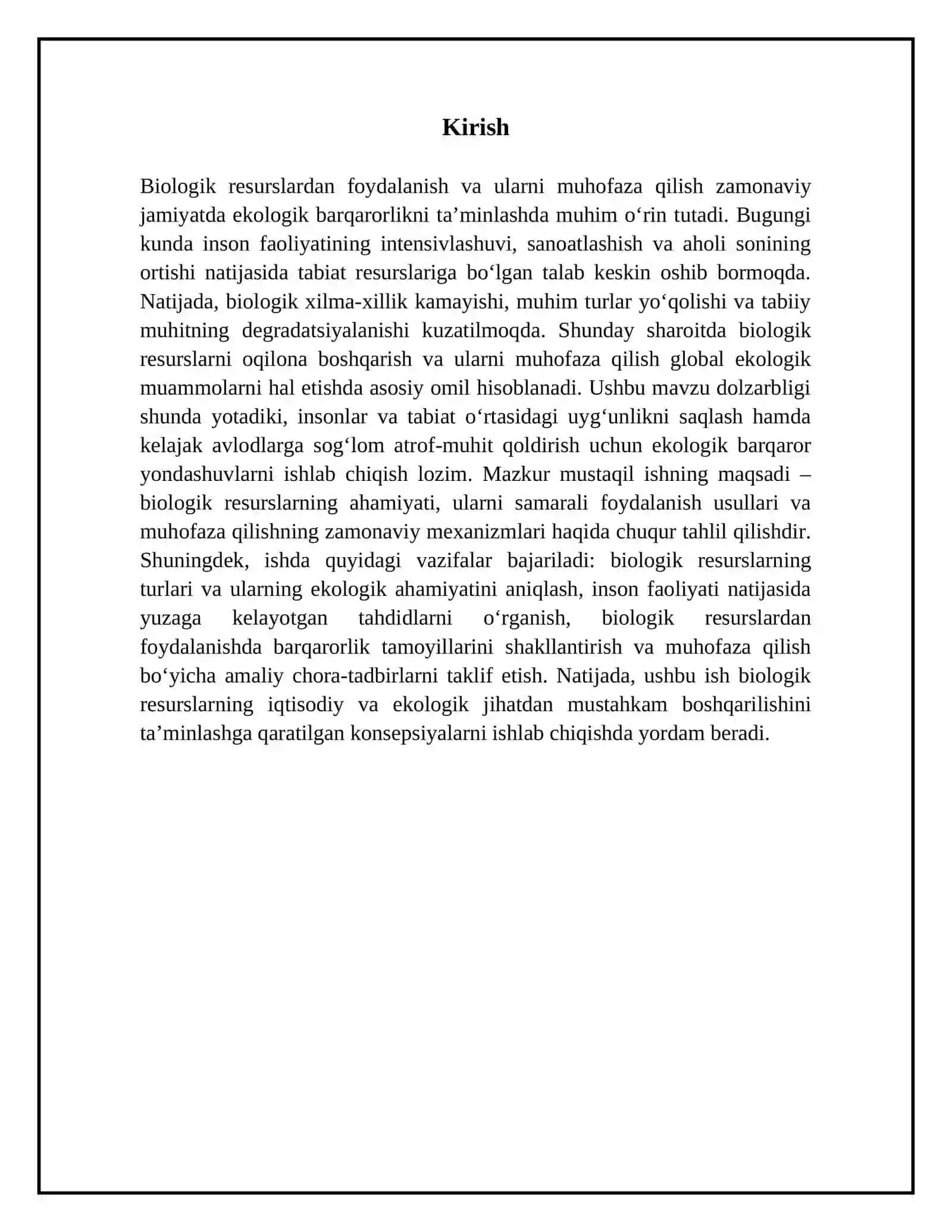 Biologik resurslardan foydalanish va ularni muhofaza qilish 3
