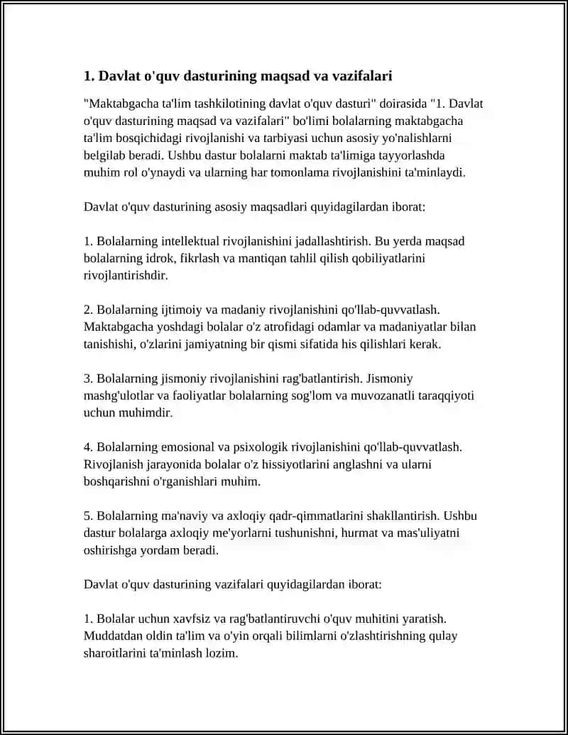 MAKTABGACHA TA'LIM TASHKILOTINING DAVLAT O'QUV DASTURI 3