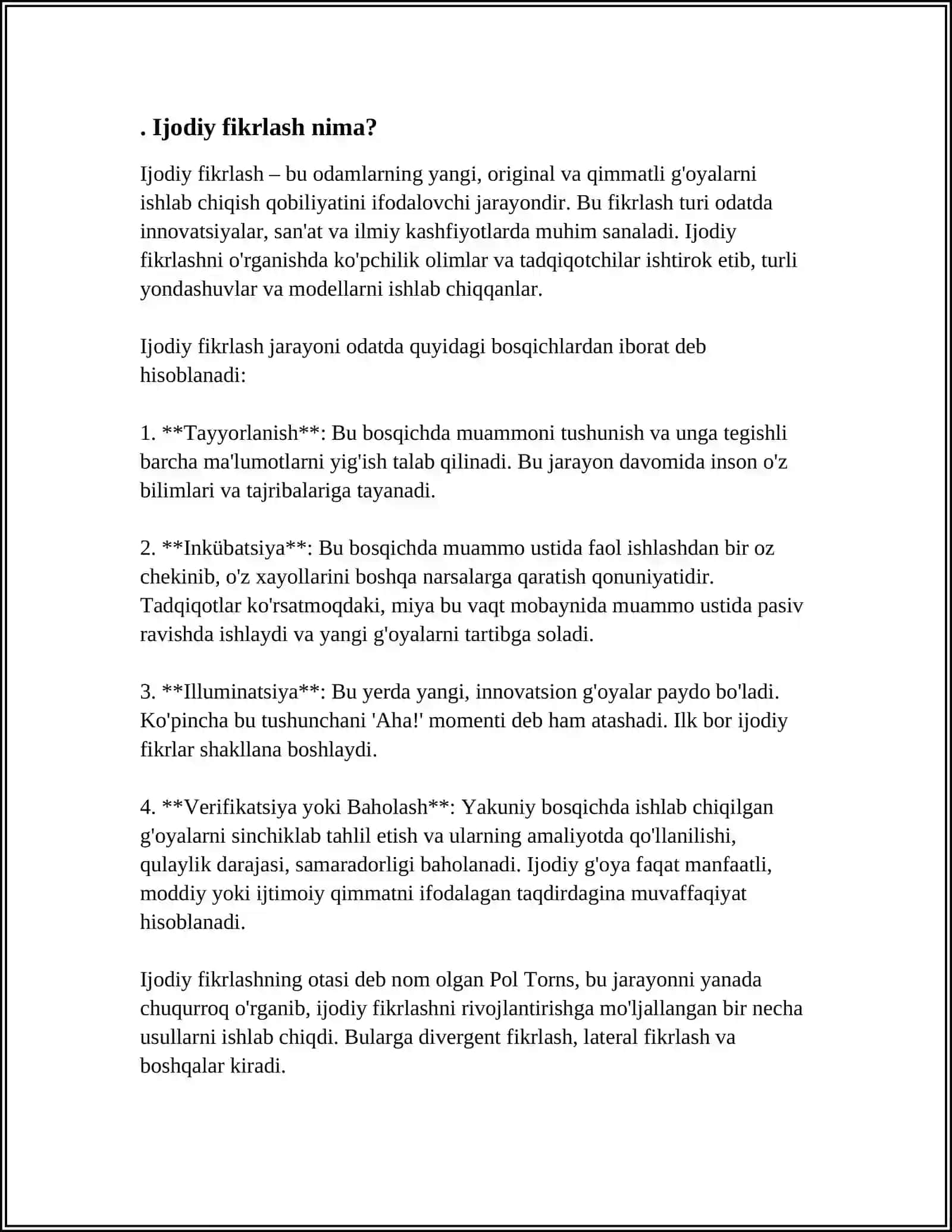 Ijodiy fikrlashning qadriyatlari 3