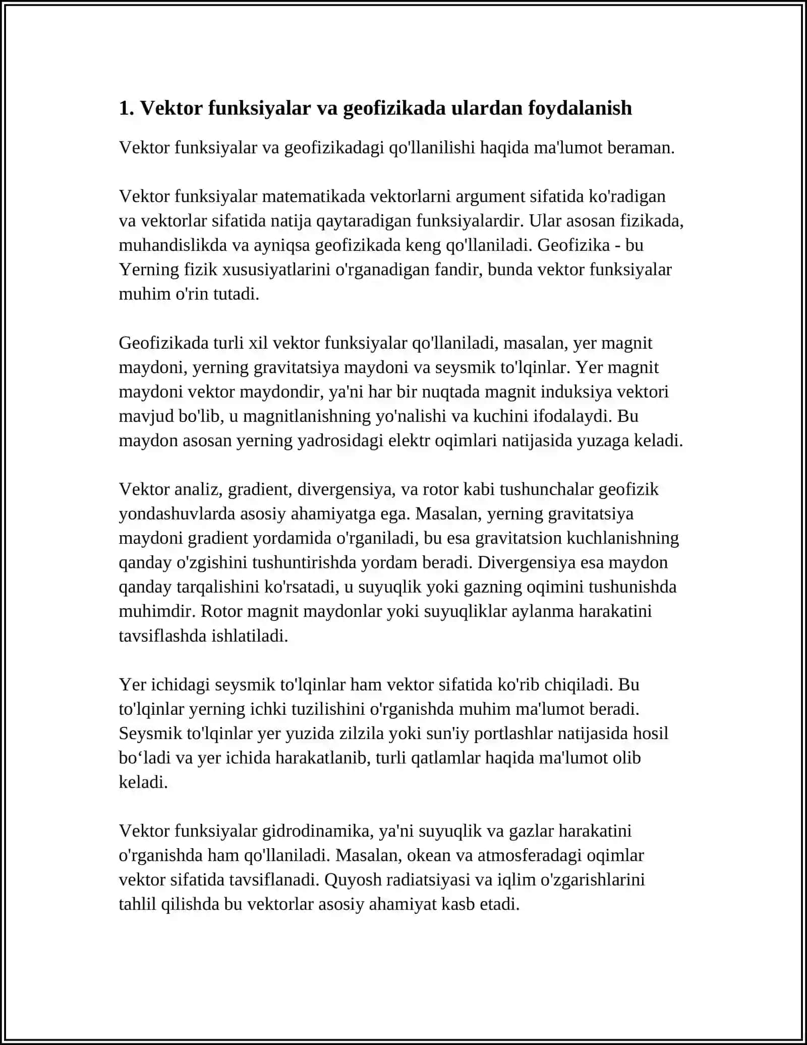 VEKTOR FUNKSIYALARNING GEOFIZIKA SOHASIDAGI TATBIQLARI 3