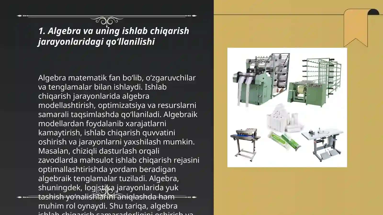 Matematikaning ishlab chiqarishdagi oʻrni va qoʻllanilishi 3
