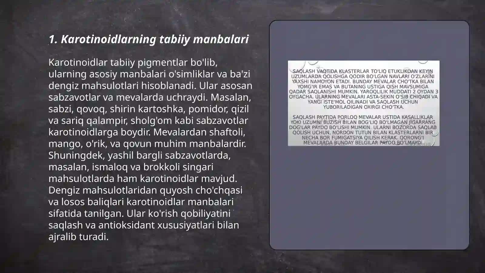 Karotinoidlarning sifat va miqdoriy taxlili 3
