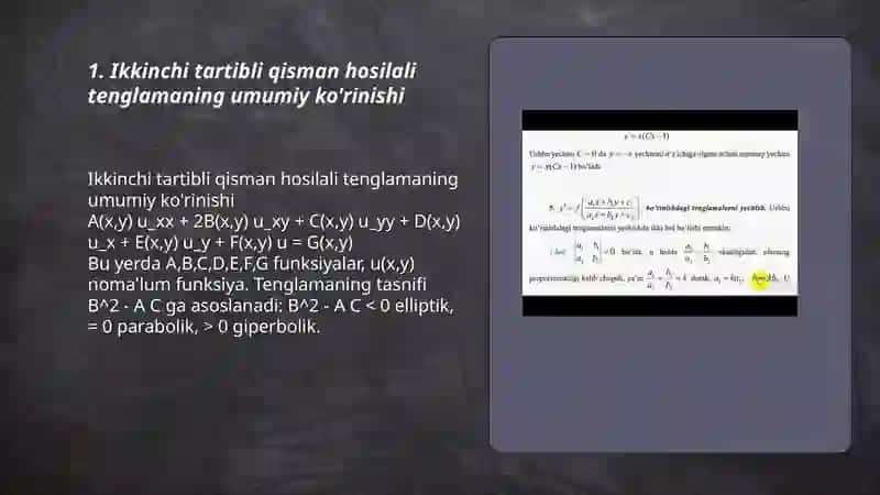 Ikkinchi tartibli tenglamani kanonik shaklga keltirish 3
