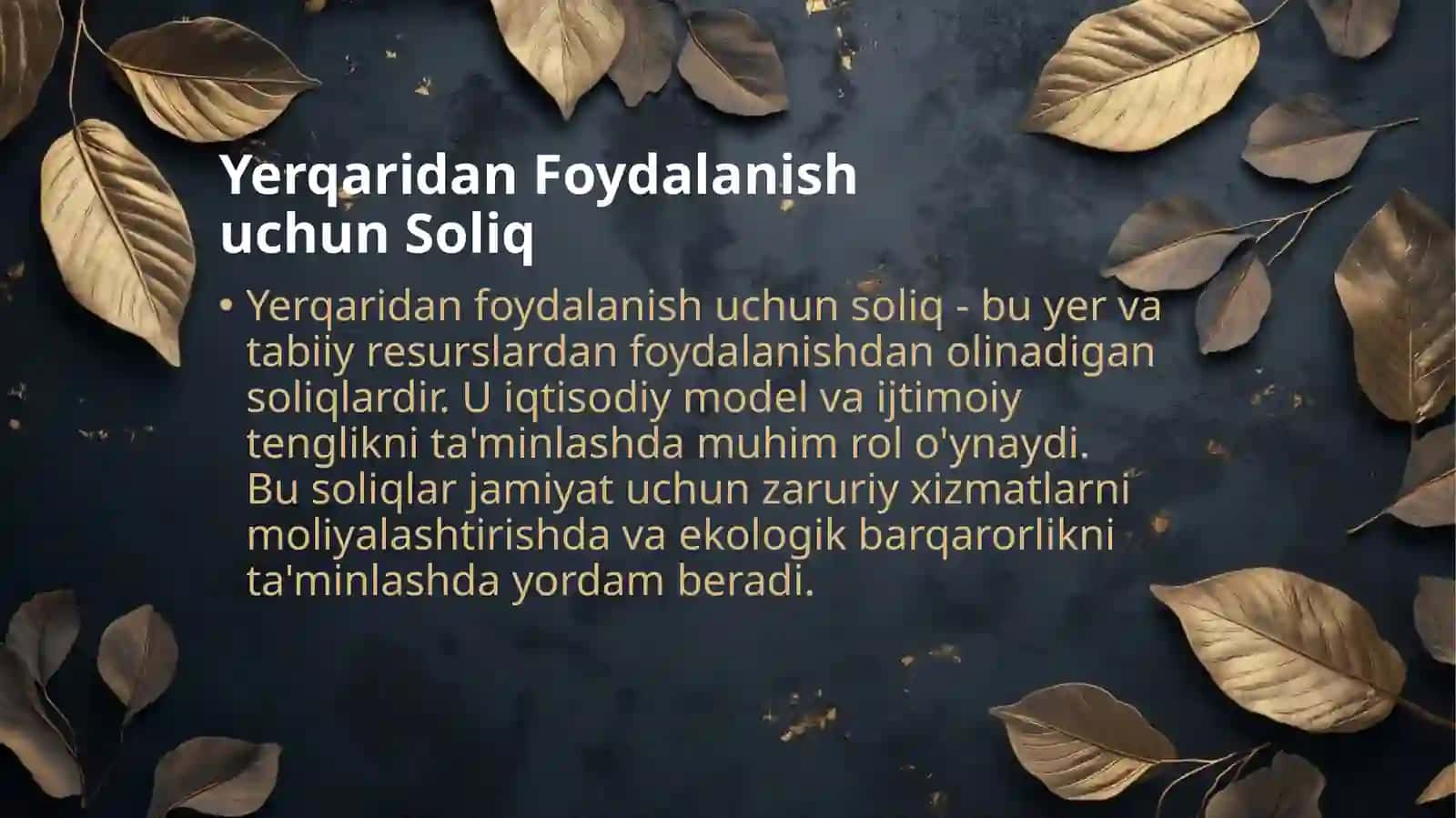 Yerqaridan foydalanish uchun Soliq 3