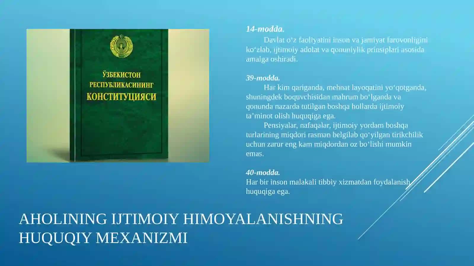 O’ZBEKISTONNING ENG YANGI TARIXI FANI 8- MAVZU:O’ZBEKISTONRESPUBLIKASIDAGI IJTIMOIY O’ZGARISHLAR 3