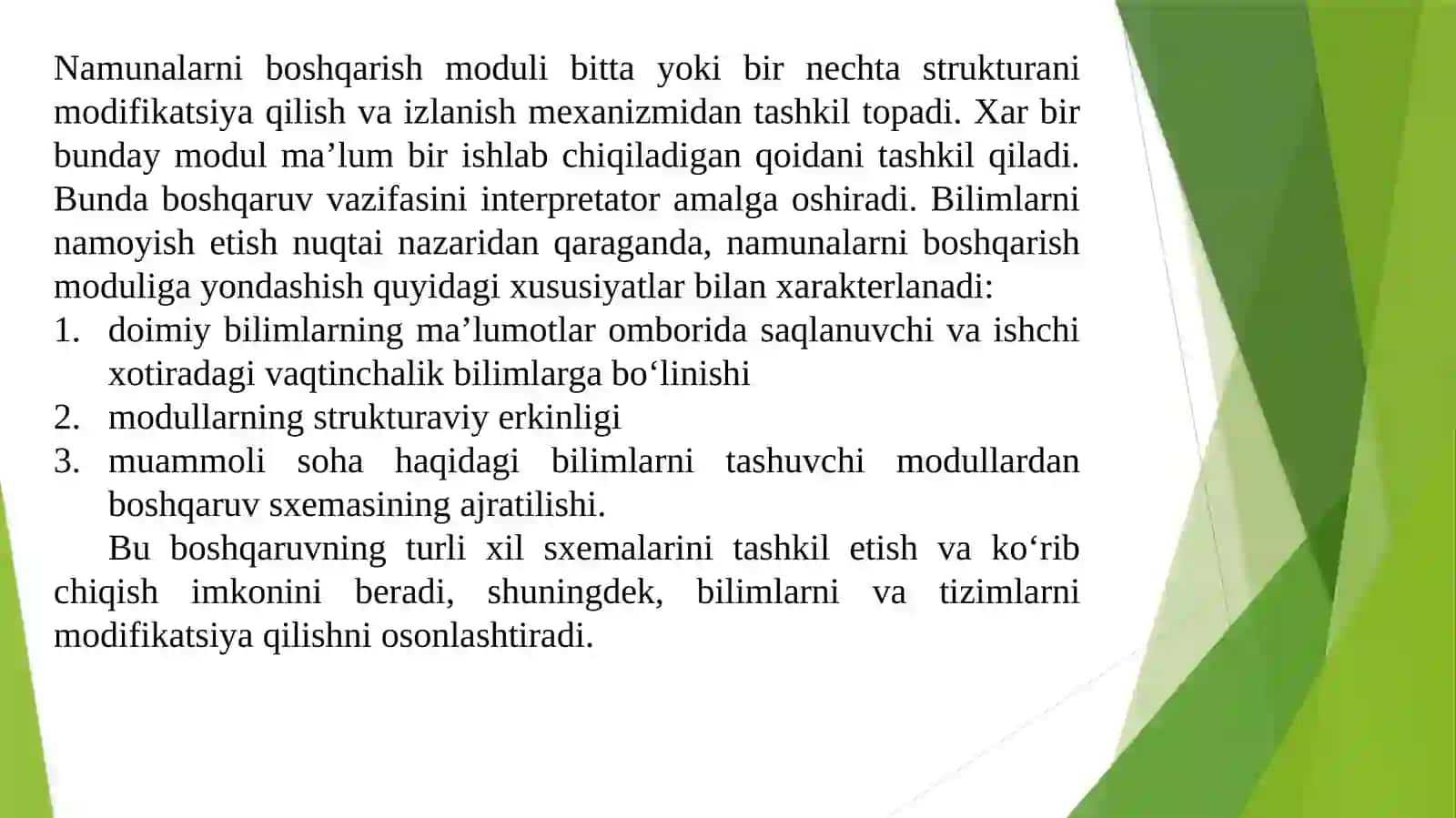 Bilimlarni taqdim etish modellari (maxsuliymodel) Bolisman moshinasi 3