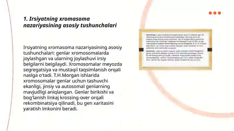 Irsiyatning xromasoma nazariyasi.T.G.Morgan. Genlarning birikishi holati krossingover. Belgining birikkan holda irsiylanishi 3
