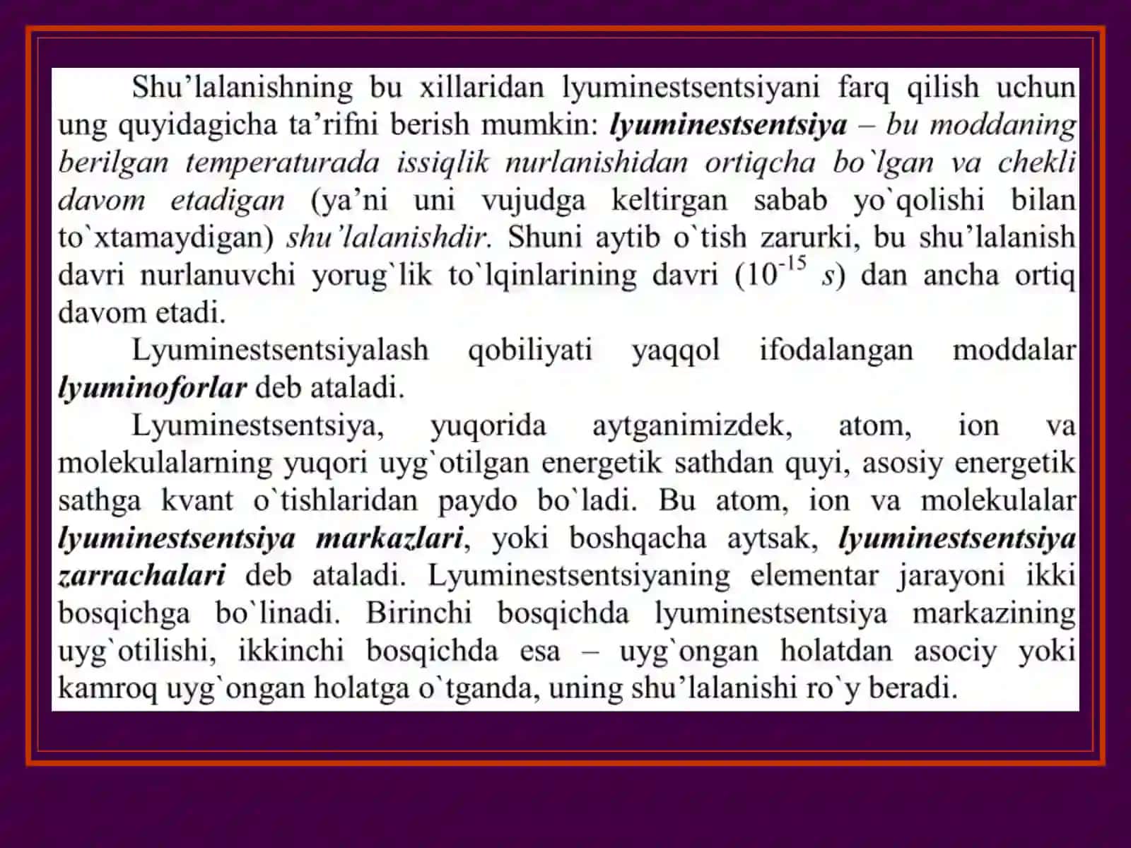 Lyuminеstsеntsiya, fоsfоrеsеntsiya va flyuоrеsеntsiya 3