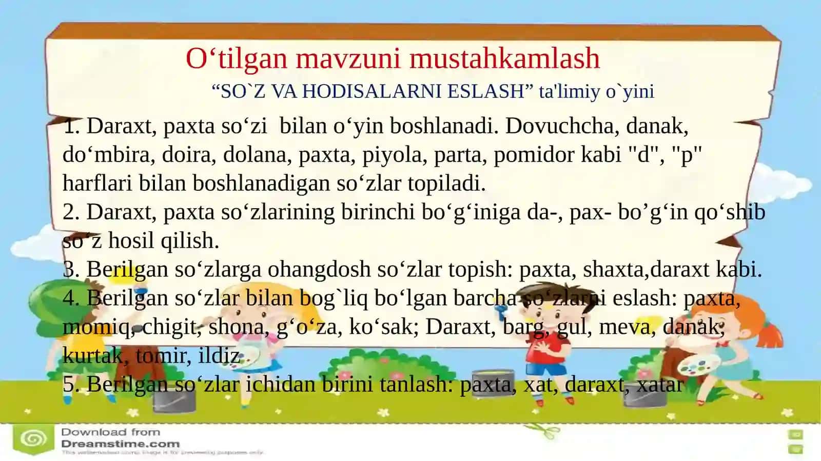 Olma va paxta so‘zlarini o‘rganish 3