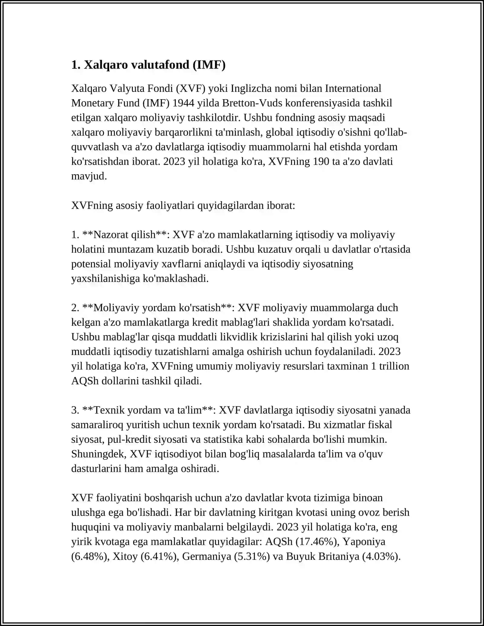 Xalqaro valutafond (IMF) 3