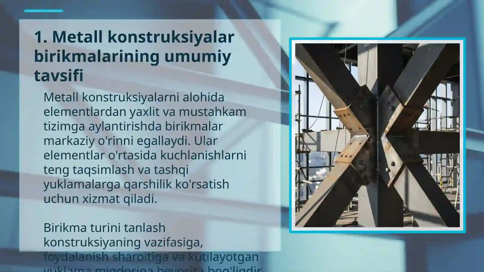METALL KONSTRUKSIYALARNI BIRIKTIRISH USULLARI: PAYVAND VA BOLTLI BIRIKMALAR 3