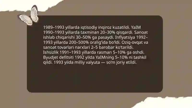 Mustaqillik erishish arafasida O'zbekistonda ijtimoiy iqtisodiy jarayonlar 3
