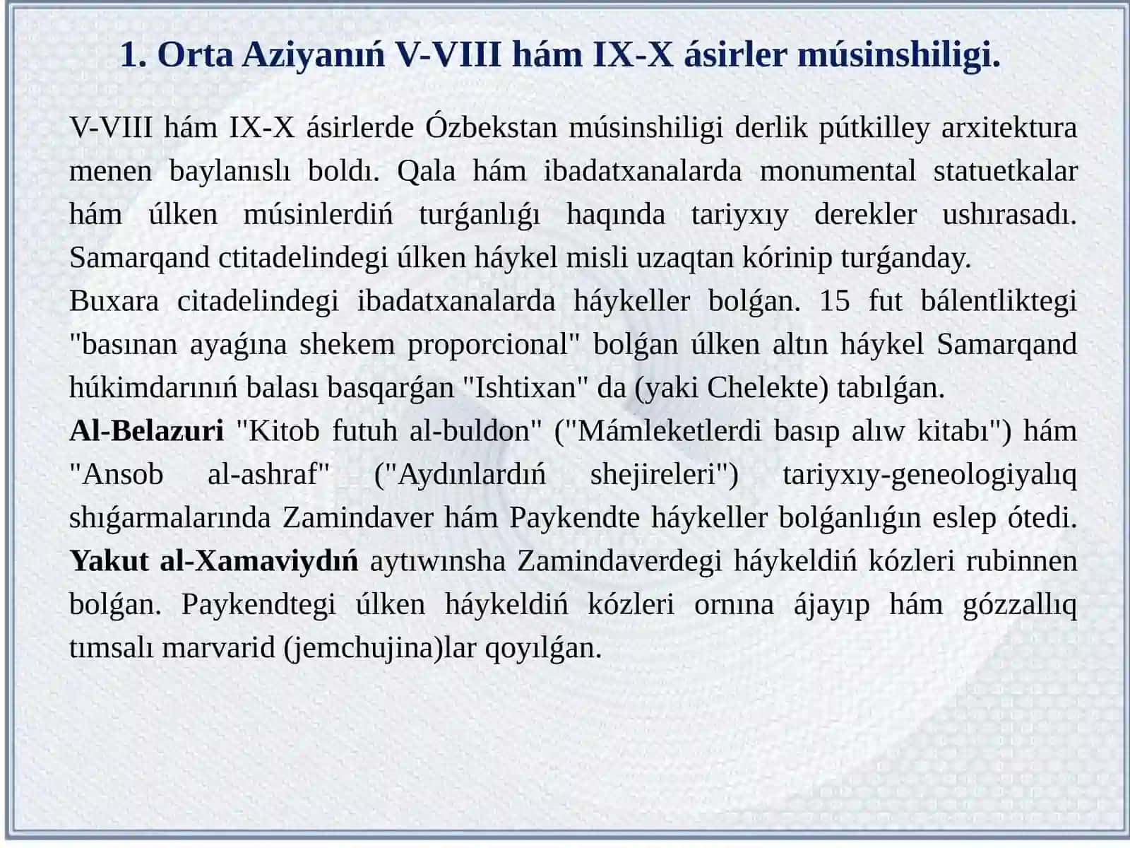 ORTA AZIYАNÍŃ ORNAMENTI HÁM SÚWRETLEW ÓNERI 3