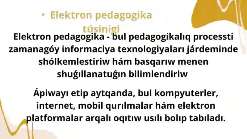 Elektron pedagogika hám pedagogtiń kásiplik informaciya maydanin joybarlaw 3