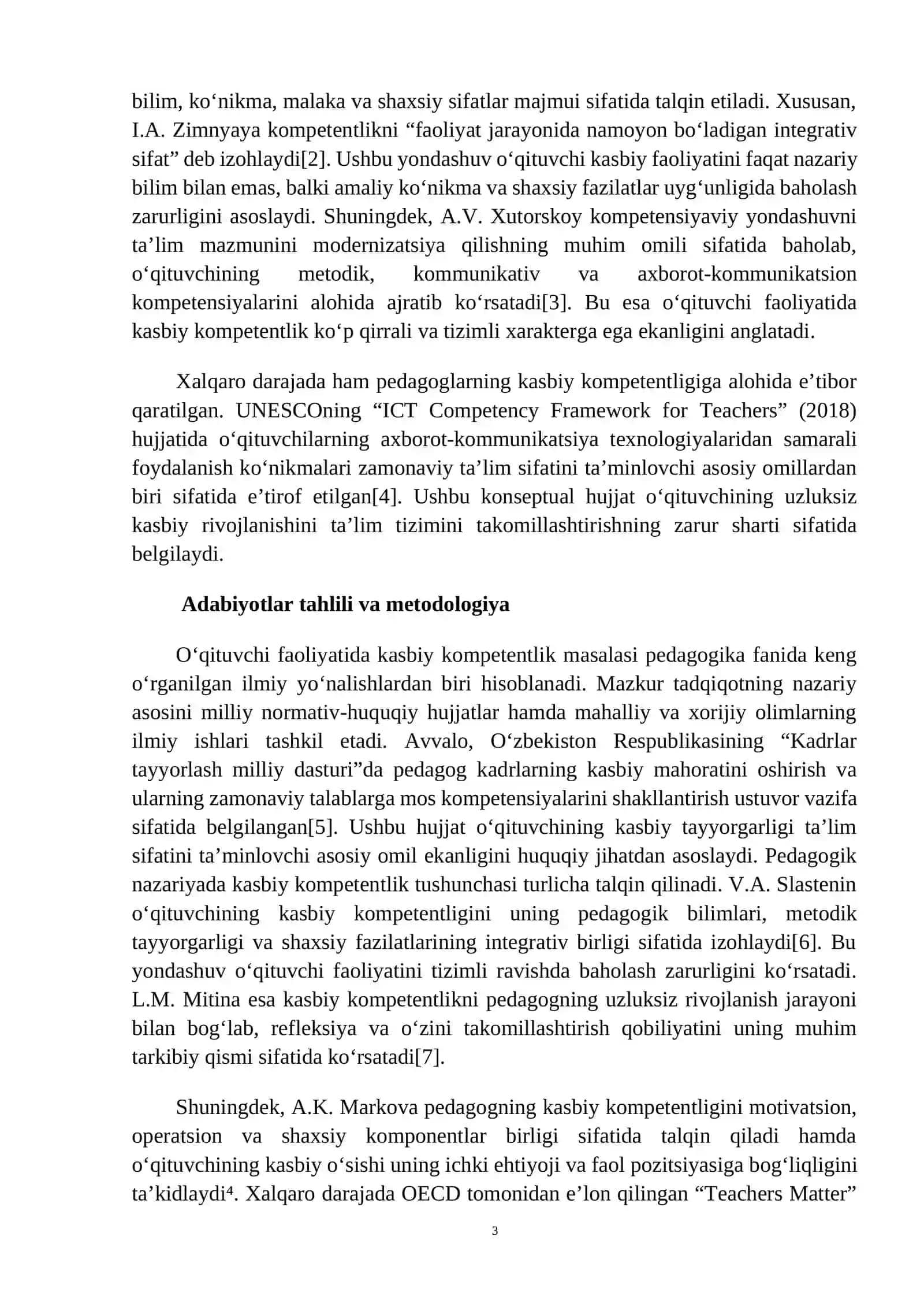 Oʻqituvchi faoliyatida kasbiy kompetentlikning oʻrni va ahamiyati 3