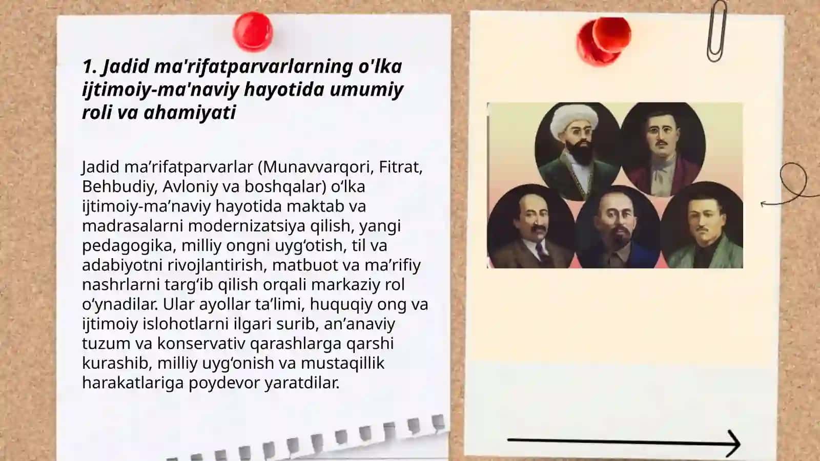Jadid ma'rifatparvarlarining o'lka ijtimoiy- ma'naviy hayotida tutgan o'rni (Munavvarqori, Fitrat, Behbudiy, Avloniy va boshqalar) 3