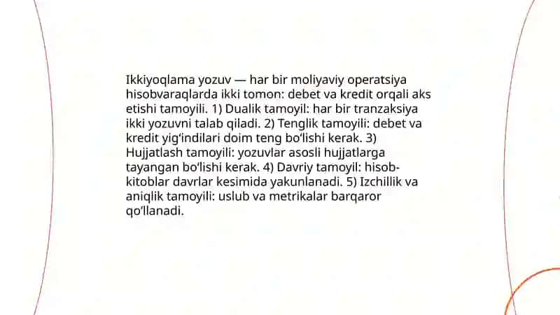 Buxgalteriya hisobi schyotlaridagi ikkiyoqlamayozuv va uning asoslanishi 3