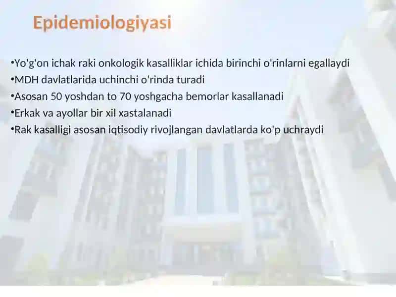 Megakolon va Girshprung kasalligida operatsiyalar mavzusida tayyorlagan Mustaqilishi 3