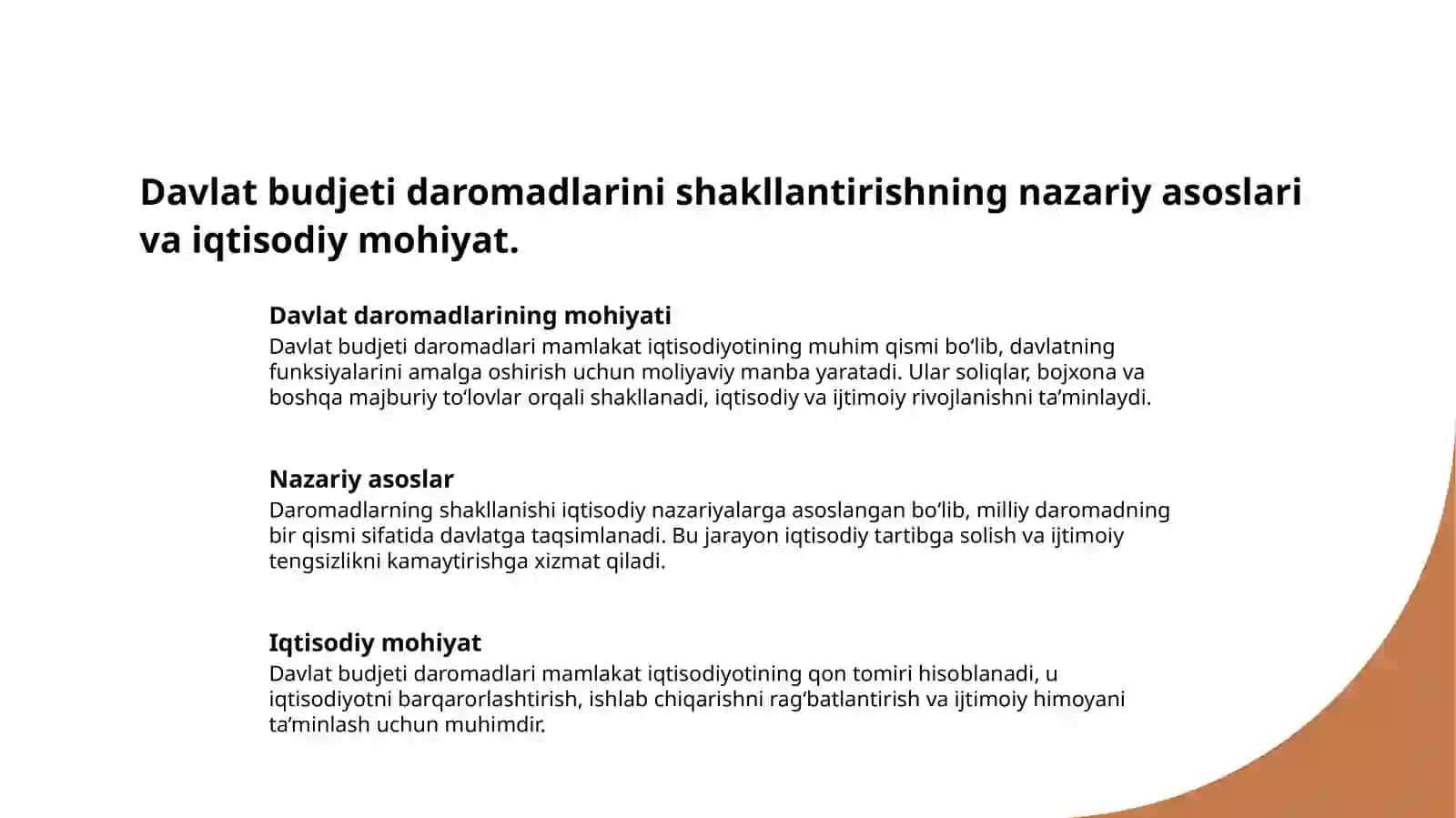 Davlat byudjeti daromadlari uzluksizligini taʼminlash masalalari 3