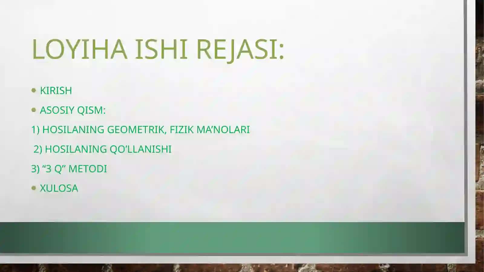 Hosilavauning Qo‘llanilishi Loyiha taqdimoti 3