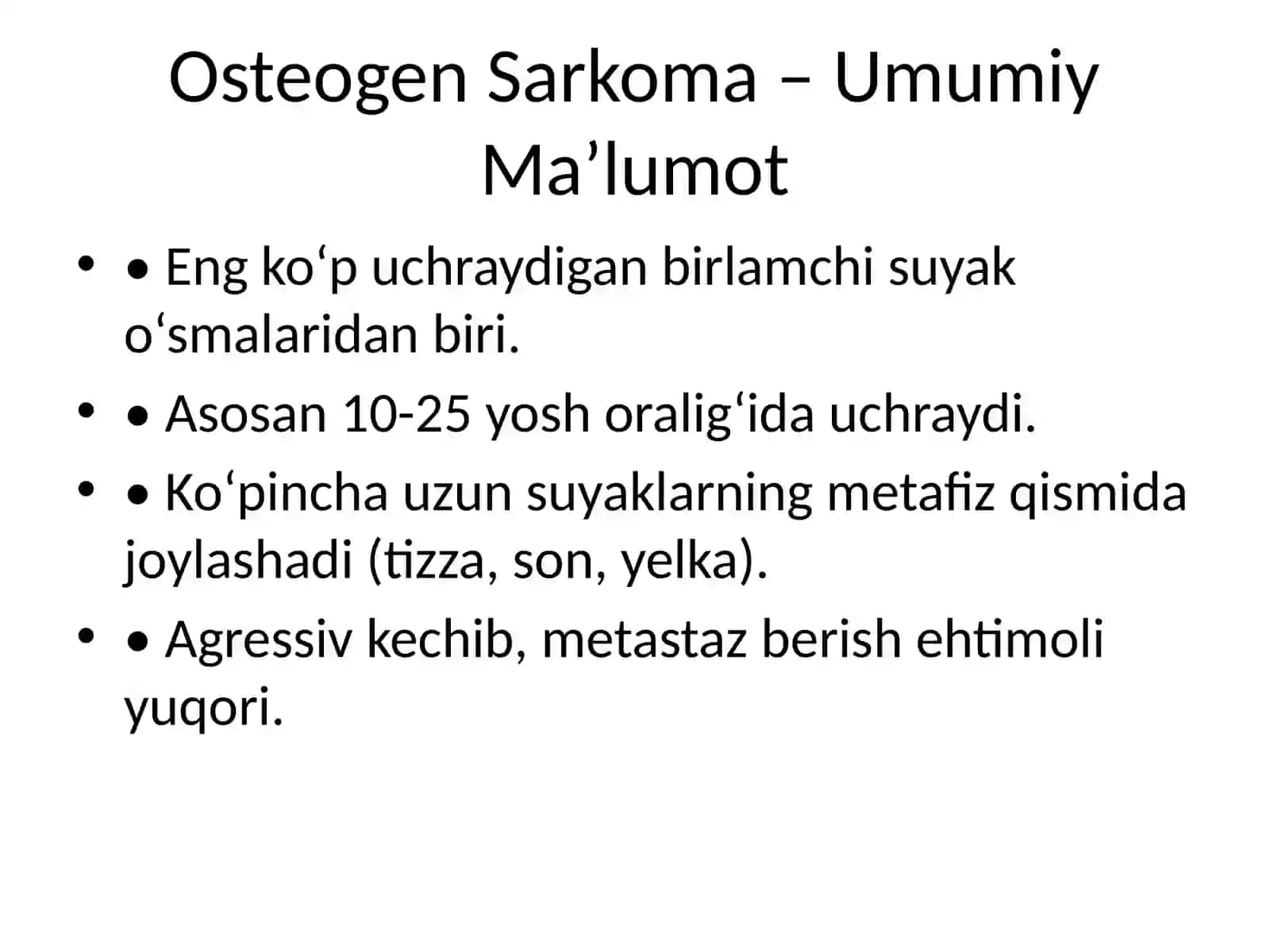 Suyak Xavfli O‘smalari: Osteogen Sarkoma va Ewing Sarkomasi 3