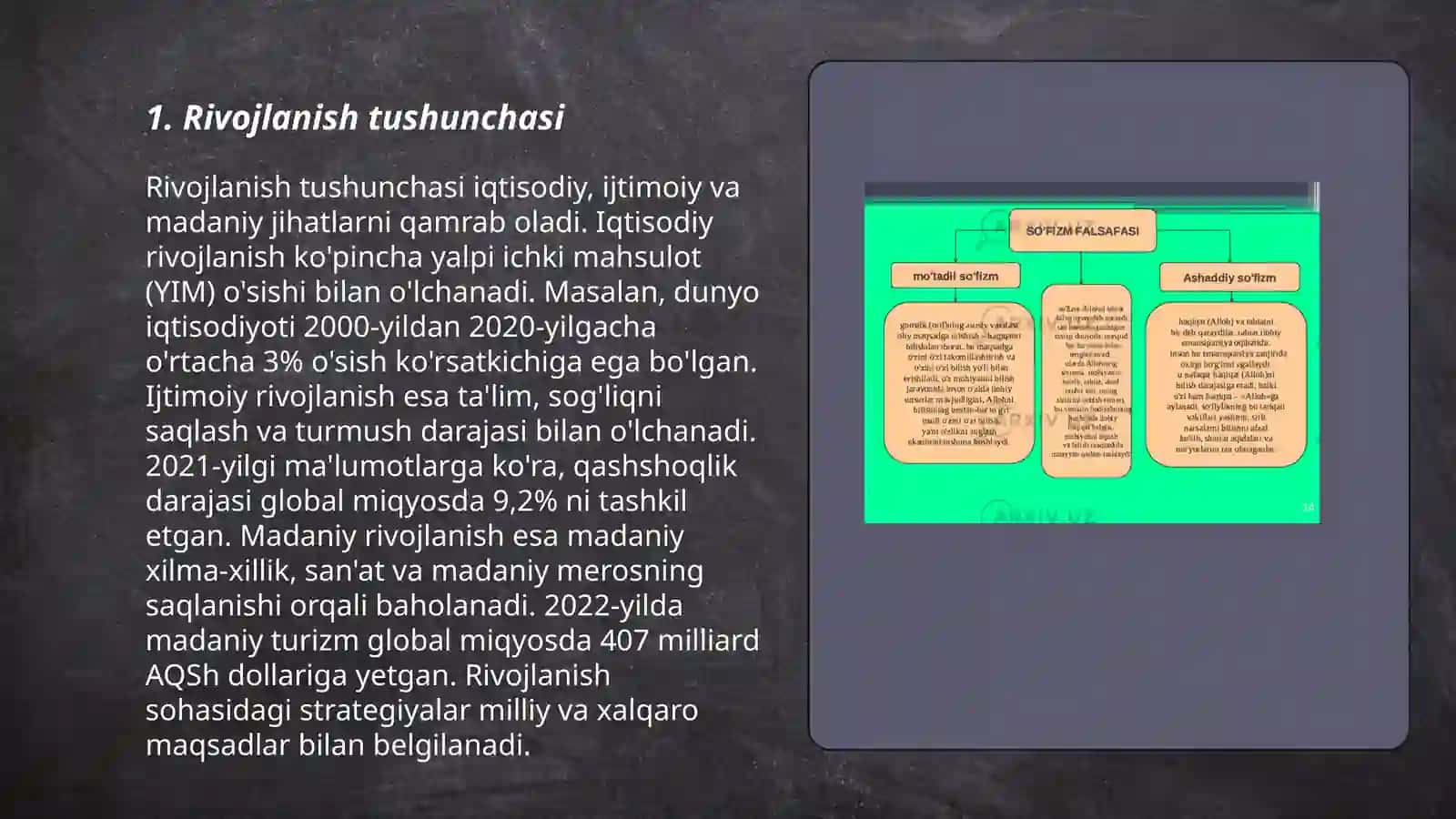 Rivojlanish falsafasi. Falsafaning metod va kategoriyalari qonunlari 3